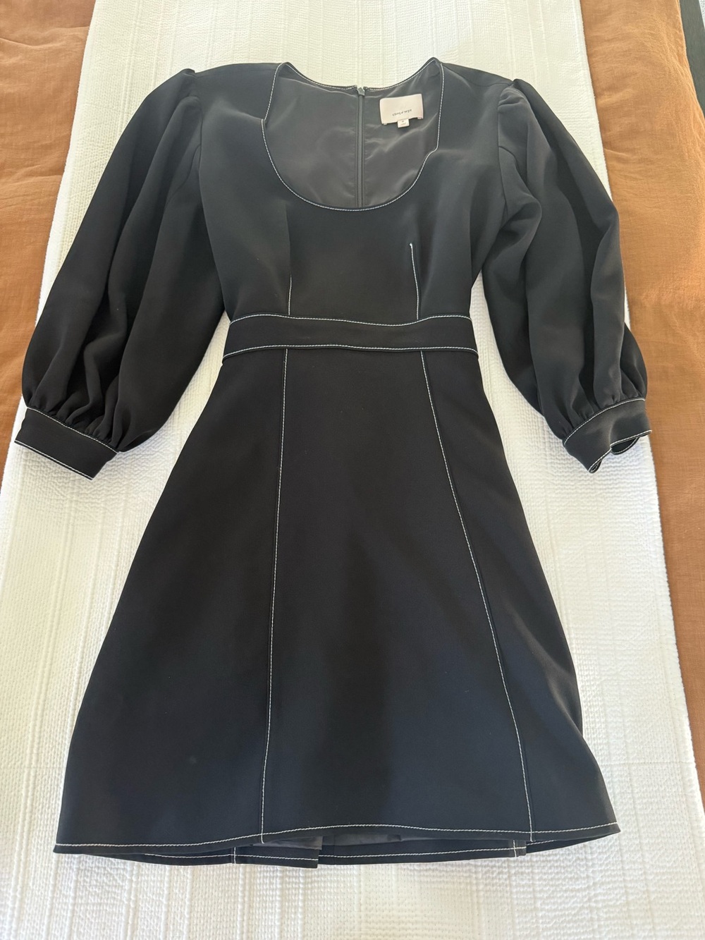 CINQ À SEPT Clarissa Mini Contrast-Stitch Crepe Dress
